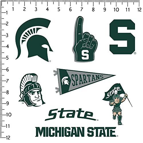 Image of Michigan State University Spartans Vinyl Sticker Pack - 8‑Count Large Waterproof Decals for Laptop, Water Bottle, Tablet, Skateboard, Car, and Indoor /Outdoor Use