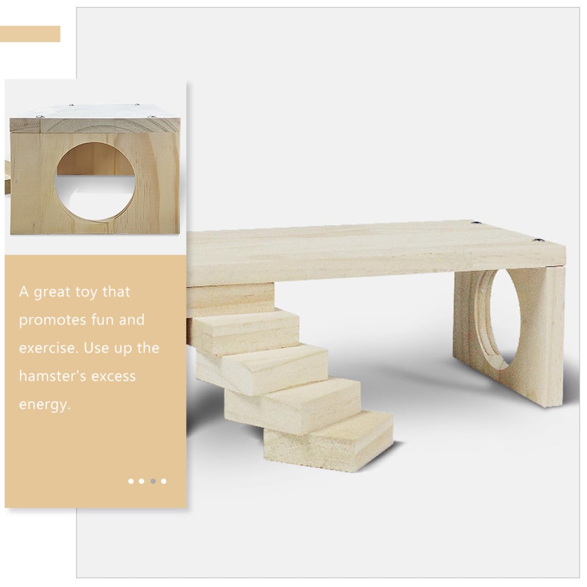 Holz Hamsterplattform mit Leiter Bissfestes Kletterspielzeug für Hamster und Kleine Haustiere Stabile Beige Plattform für Interaktives Spiel im Käfig