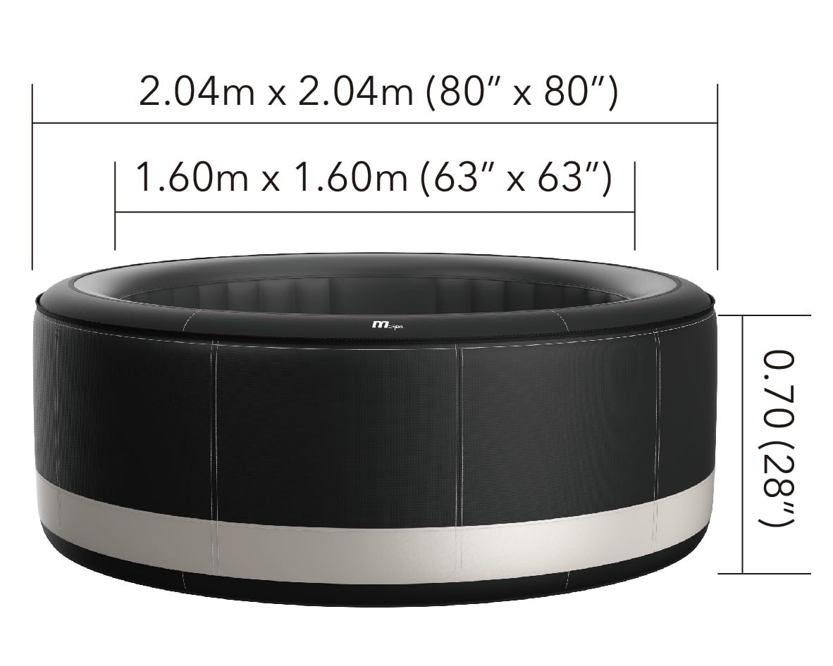 MSPA Whirlpool Camaro, 204x204x70 cm – Aufblasbarer Whirlpool für 6 Personen mit 138 Massagedüsen, PTC-Heizung, UV-Desinfektion & Rhino-Tech 6-Schicht-Material | Selbstaufblasend, Digitale Steuerung