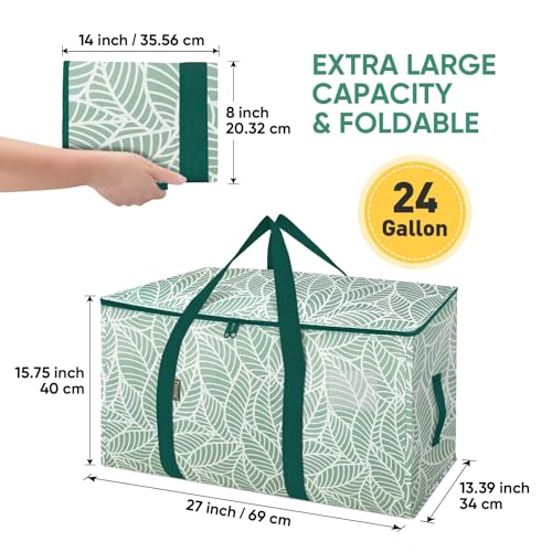 Image of BALEINE 8-Pack Oversized Moving Bags with Reinforced Handles, Heavy-Duty Storage Tote for Clothes, Moving Supplies (Antique Folidage, 8-Pack)