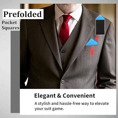 Image of Mens Pre-Folded Pocket Squares on Card Pocket Handkerchief for Suit Accessories