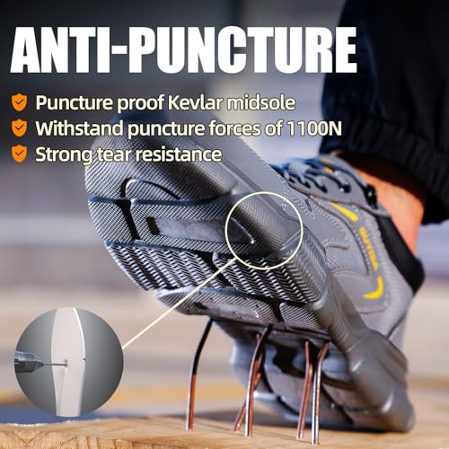 Image of Steel Toe Shoes for Men Lightweight Puncture Resistant Safety Footwear Work Shoes Men Safety Work Shoe Comfortable for Construction Warehouse Jobs