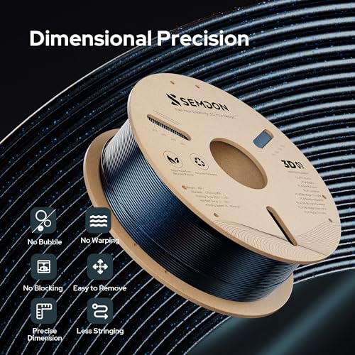 Image of PLA Filament 1.75mm, Glitter Blue Black Silk PLA, SEMDON Anti-Warp & Anti-Clog 3D Printer Filament, ±0.02mm for Ender 3, CR-10, Lithophane Prints