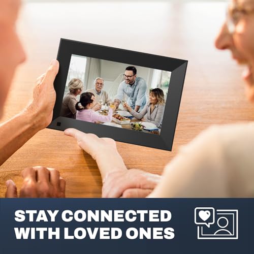 Image of 8 Inch Large Digital Picture Frame, 1920x1080 FHD IPS WiFi Electronic Photo Frame with Remote Control, 32GB Storage, Wall-Mountable, Instantly Share Photo /Video via Apps, Email, Black