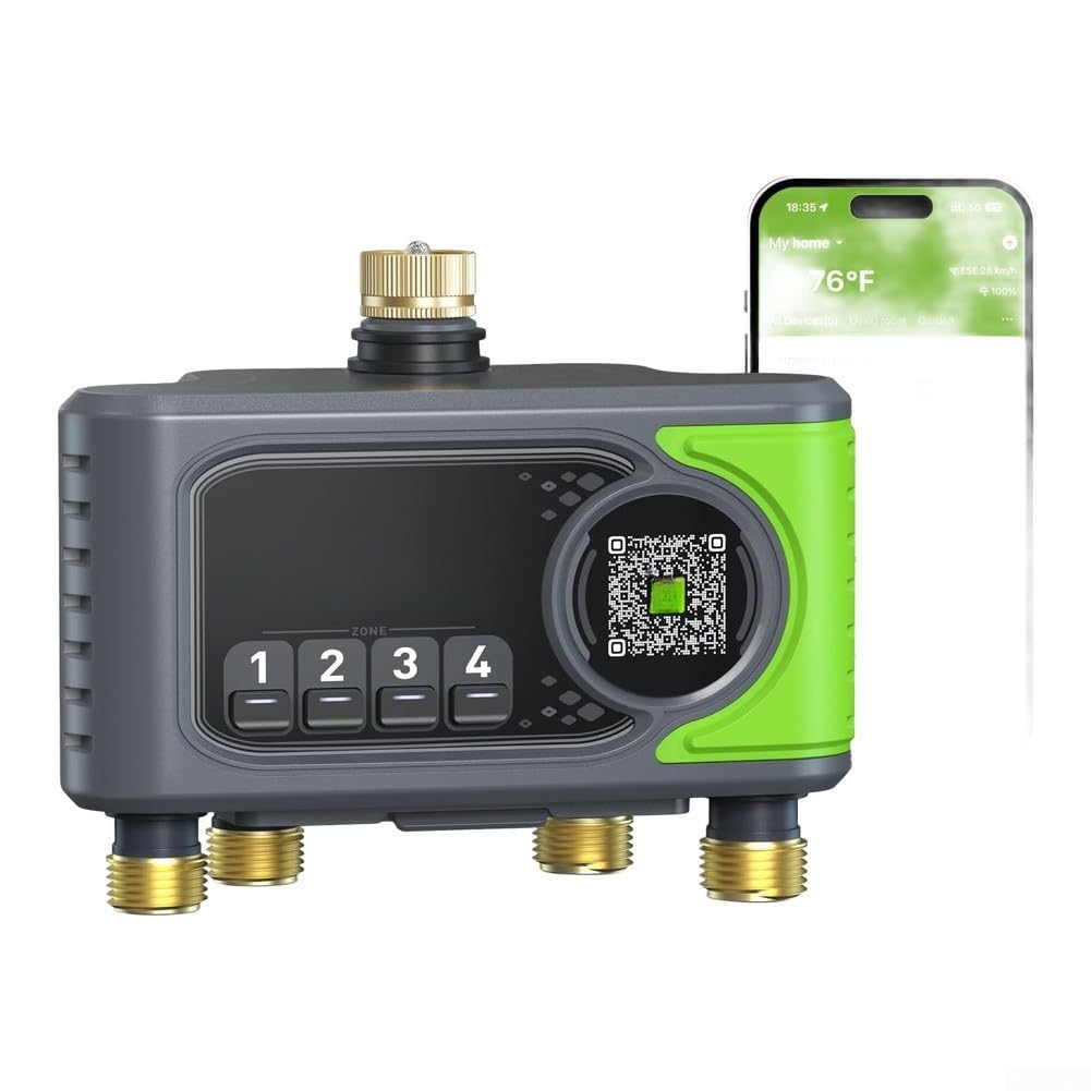 Timer per irrigazione WiFi a 4 zone per sistema di irrigazione intelligente per tubo da giardino Controller di irrigazione per esterni App Voice Pianificazione basata sul tempo Modalità manuale EU NH