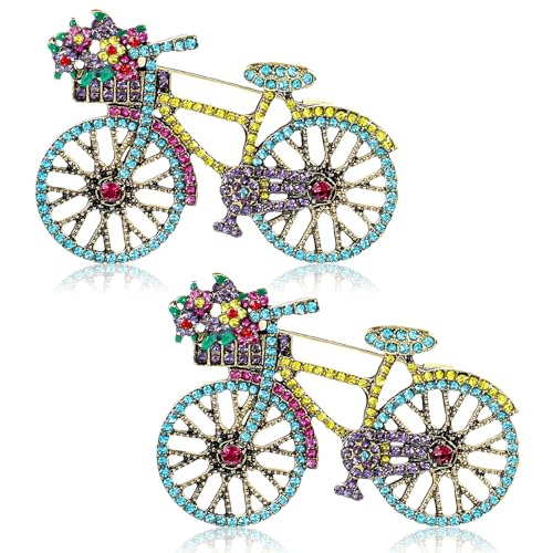 Image of Crystal Rhinestone Creative Bicycles Brooch Pin for Women Men Retro Elegant Handmade Blue Brooches Pins Classic Wedding Fashion Creative Bicycles Jewelry Accessories Gift