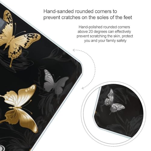 Báscula digital de baño VTCTOASY blanca con mariposas miniatura 4