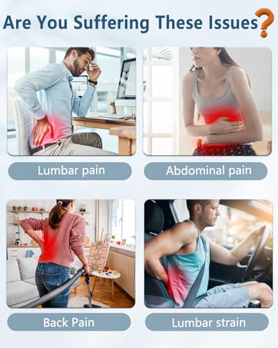 Back Massager with Heat-Heating Pad for Back Pain Relief,Lower Back Massager Abdominal Belly Massagers with 6 Massage,16 Intensity&3 Heated,Cordless Personal Travel Wrap Belt Gifts for Men and Women
