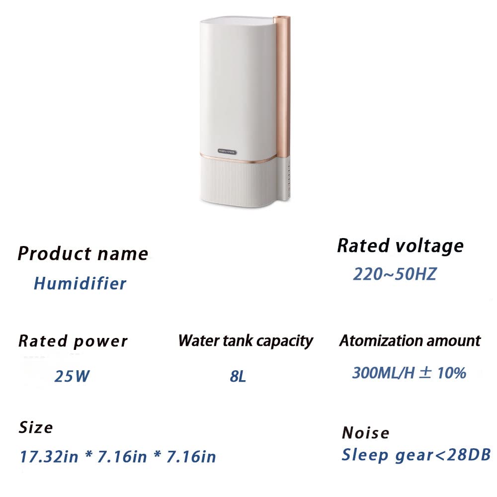 Humidificador de aire ultrasónico para el hogar, gran capacidad de 8 litros, llenado superior, funcionamiento silencioso, control inteligente de humedad, ajuste de niebla de 4 niveles, hasta 300 ml/h