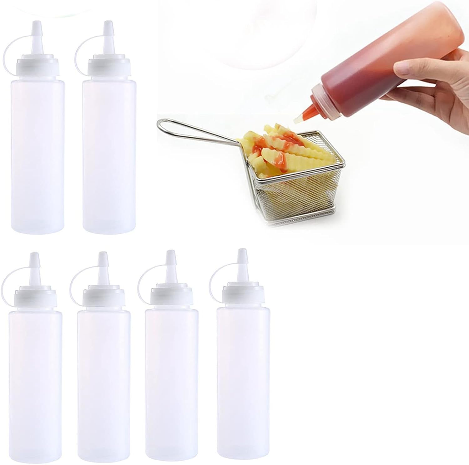 6 pack 8 OZ Squeeze Bottle Condiment Squeeze Bottles Plastic ketchup