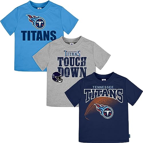 NFL Baby Toddler Boys' 3-Pack Short Sleeve Tee Shirts, Tennessee Titans, 12 Months