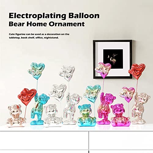 Resin Animal Statues Bear Sculpture Home Decor Accents For Living Room Office Office Bedroom Kitchen Bookshelf Desktop,Modern Bear Statue Collectible Figurines Decoration(Sitting-Silver) #TOP6