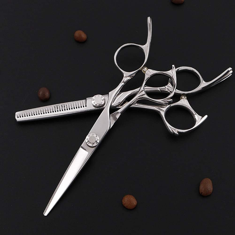Ciseaux de coupe de cheveux argentés de 5,5 pouces type ciseaux à dents pour salon