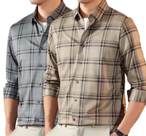 Image of Lymio Men Shirt | Checkered Button Down Shirt for Men | Slim Fit Casual & Semi-Formal Shirts for Man | Textured Long Sleeve | Office & Weekend Ready (Packs Also Available) (Big-Checks)
