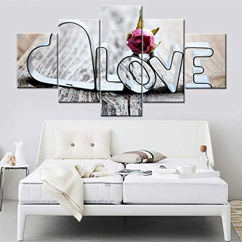 MMLFY 5 Pinturas consecutivas Impresión Decoración Imágenes Modern Home Living Room Carta Modular Love Art Poster Tipo de Pintura de Pared (Sin Marco Frame