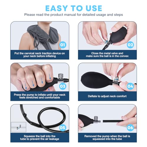 Pogcay Cervical Neck Traction Device, Neck Stretcher for Neck Pain Relief, Neck Traction Device for Home Use, Neck Decompression Devices, Inflatable Stretcher, Neck Brace & Neck Decompression(Gray)