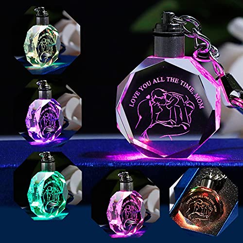 Hongtai Glas Sleutelhanger Gesneden Crystal Sleutelhanger Kleur Lichtgevende Key Hanger Gift Mother' s Souvenir (Color : 1) - Image 4