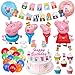 Kinder Geburtstags Luftballons Set 47 Stück, 6 Folienballon +15 Latexballon+1 Happy Birthday Banner+ 24 Cake Topper +1 Große Kuchendekoration, Kindergeburtstag Party Ballon Deko Supplies