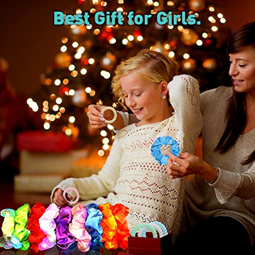 9Pcs Led Scrunchies With 5Pcs Spiral Hair Ties , Led Glow Hair Bands, Light Up Hair Scrunchy For Women, Colorful Meteor Yarn Hair Tie 3 Light Modes, Glow In The Dark Hair Accessories For Neon Glow Party #TOP7