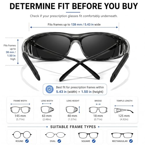 Image of VIEWBETTER Polarized Fit Over Glasses Sunglasses for Men Wrap Around Shades UV Protection Wear Over Eyeglasses SG0312