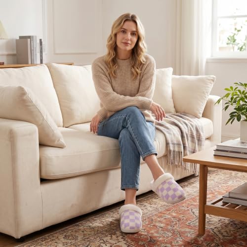 Image of Guyarns House Slippers for Women & Men - Fuzzy, Casual Indoor /Outdoor Shoes with Memory Foam & Faux Fur Lining