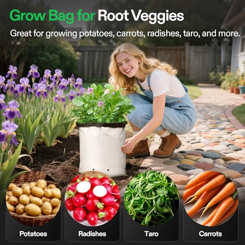 Image of VIVOSUN 100-Pack 3 Gallon Grow Bags for Plants, Black-and-White Thick Plastic Bags for Potting Seedlings, and Rooting