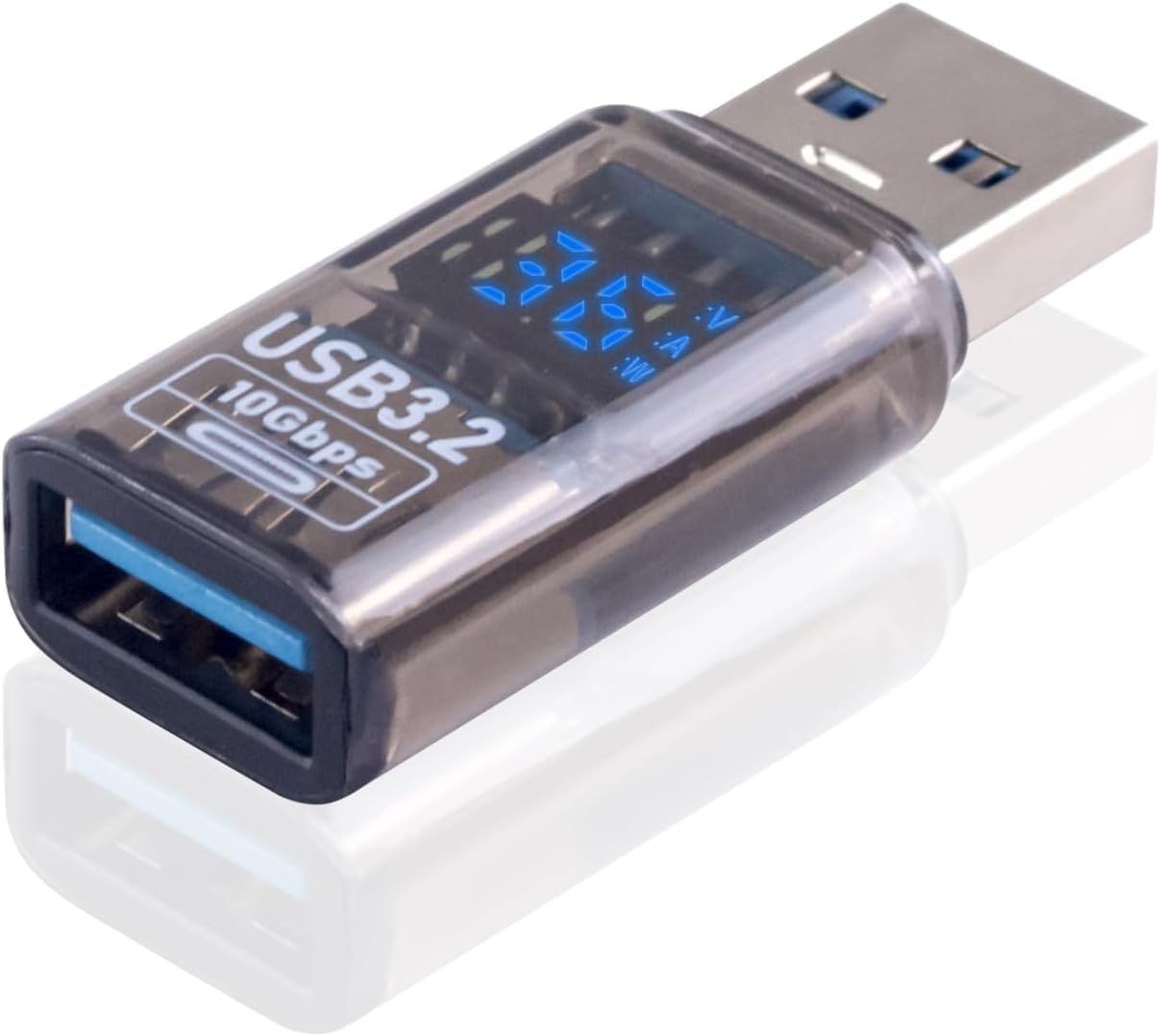 RuhZa USB Extension Adapter Disgital Display 1 Pack, 10Gbps USB Extender Adapter, USB 3.2 Male to Female Type A to Type A Cable Adapter for Hard Drive, Keyboard, Laptop