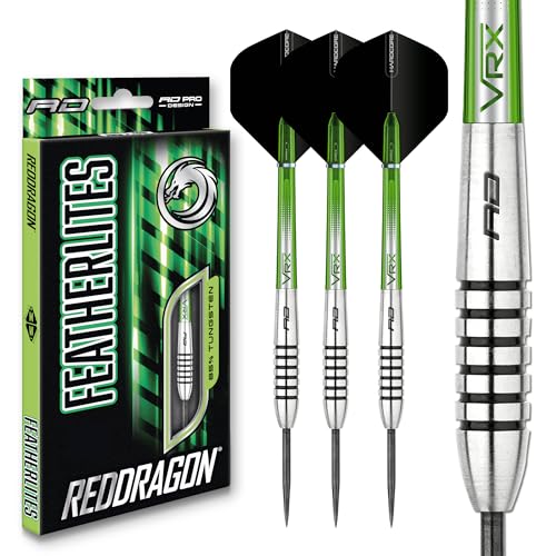 RED DRAGON Featherlite 10g, 12g, 14g, 15g, 16g, 17g, 18g or 19g Tungsten Darts Set with Flights and Stems