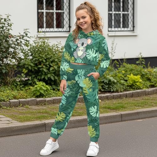 Girls Clothing Sets Cute Sweat Set Size 4-13 Fashion Animal Hoodie Kids Crop Top Tapered Pants Fall Winter Spring3