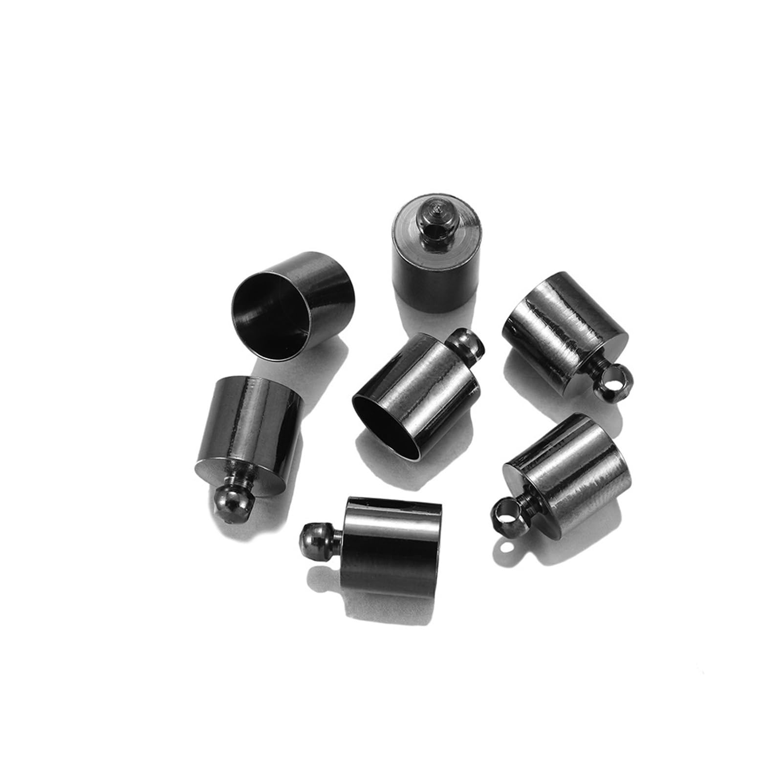 WEKONUMEX Rope Stoppers, Rope Stoppers Tip Caps Multicolor Multiple Sizes 20-50 Pcs For DIY Jewelry Making(Gun Black,50Pcs 5 x 10mm)