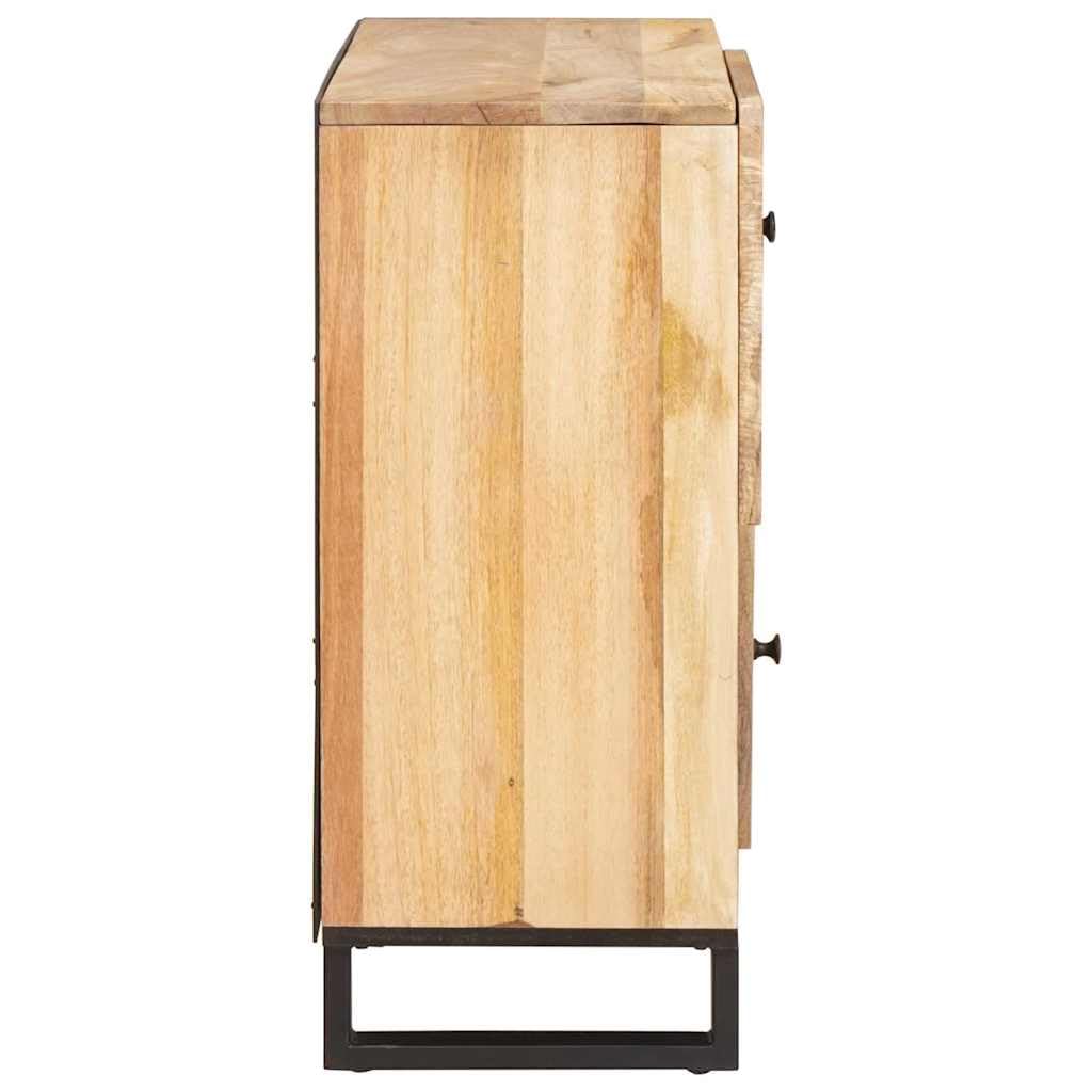 Sideboard aus massivem Mango-Holz Braun 80 x 33 x 75 cm mit 2 Scharniertüren, vielseitiges Wohnzimmer Möbel, Stauraum für Medien, HiFi, DVD, Blu-ray, Gaming Zubehör