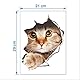 Süß 3D Katze/Hund Wandaufkleber Kinderzimmer Schlafzimmer Wandtattoo WC Deckel Wasserfest Aufkleber Badezimmer Wandsticker Kühlschrank DIY Sticker (3D Katze)