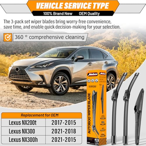 Image of AUTOBOO Windshield Wiper Blade Replacement for Lexus NX200t NX300 NX300h