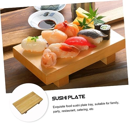 Plato para sushi de bambú natural estilo japonés miniatura 3