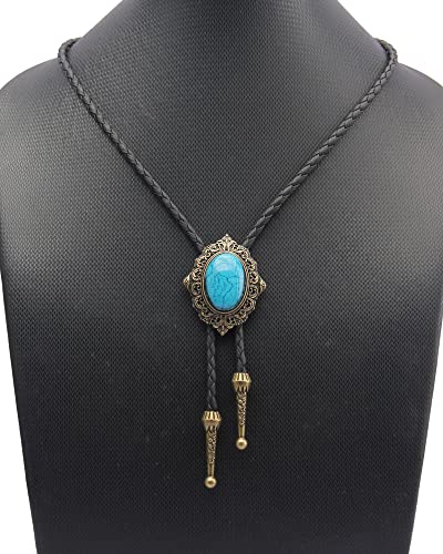 Image of GelConnie Native American Bolo Tie Rodeo Cowboy Leather Necktie Western Necklace Costume Accessories for Men,Women