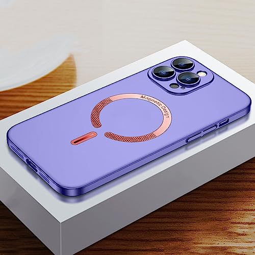 Coque iPhone 12 antichoc mince LVTFCO housse de protection magnétique violette pour objectif verre