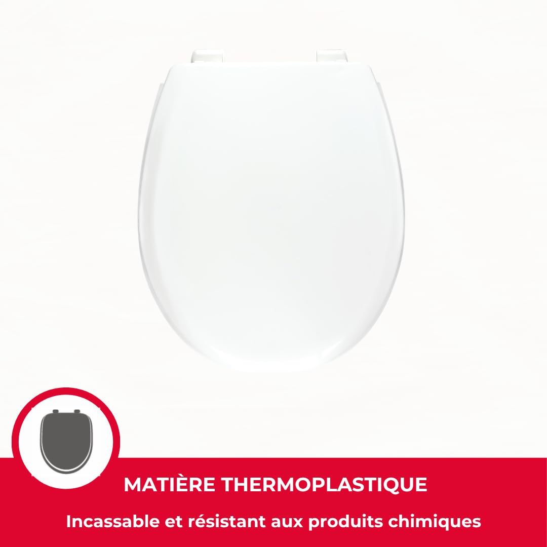 Wirquin Abattant WC Néon blanc thermoplastique forme U