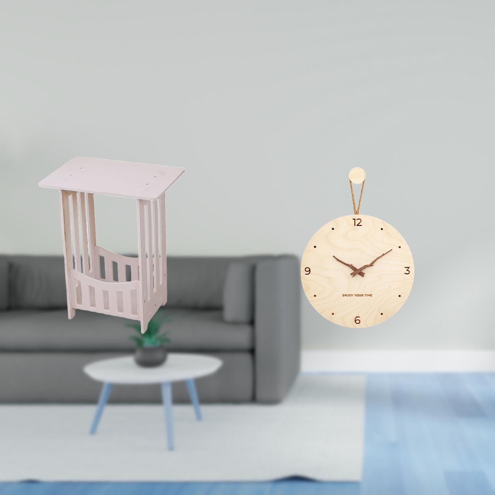 Enakshi® Minimalist Bedside Table with Decorative Wall Clock Modern Nordic for Hotel Cafe Lounge Room Balcony Bedroom Office Home|Home & Garden | Furniture | Tables-image-39