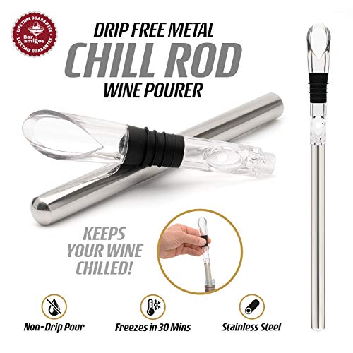 Bar Amigos Chill Rod Wijnfles Cooler Chiller Met Roestvrij Staal Rode Witte Wijn Gieter en Koeler Stick Met Beluchter… - Image 7