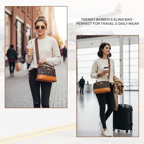 Image of Storite PU Leather Sling Bag, Crossbody Bag with Multi-Compartment for Women and Girls With Adjustable Shoulder Strap -(25x16x9 cm)