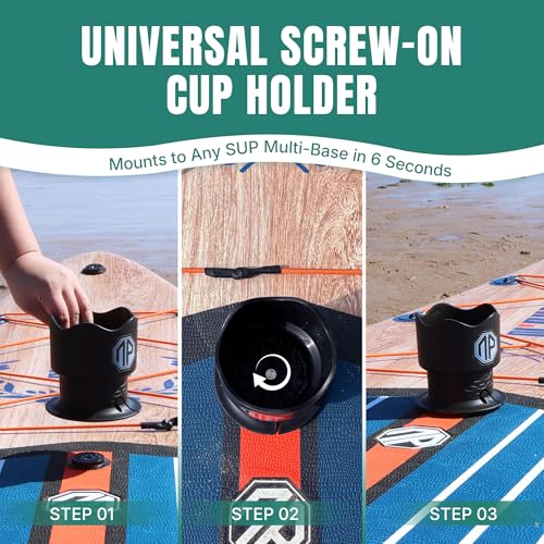 Image of niphean Paddle Board Cup Holder Versatile Paddle Board Accessories | Durable and Stable Drink Holder for SUP /Kayak /Boat Various Container Sizes, Fit Most Large-Sized Water Bottle Holder