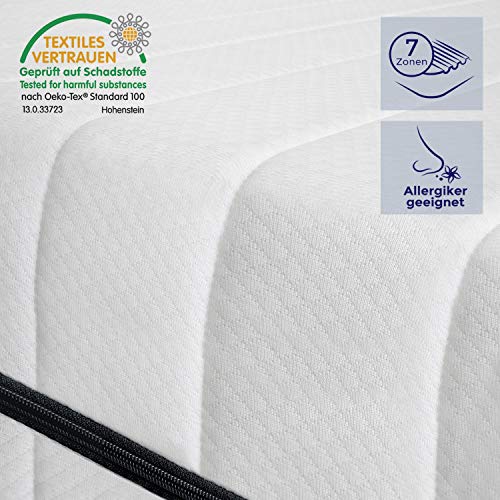 7 Zonen Kaltschaummatratze 15 Cm - Made In Germany, 90x200 Cm H2 & H3