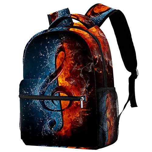 Lorvies Notenschlüssel-Rucksack mit Musiknoten, lässiger Rucksack, Schultertasche für Schule, Studenten, Reisetasche Cover