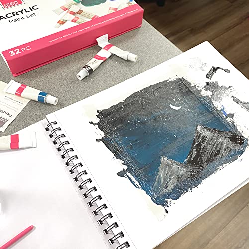 Colour Block Acrylic Paper Pad Spiral Notebook/Drawing Book, 9X12 In, 15 Sheets 115 Pound Pressed- Acid Free Art Supplies, Sketch Pad Ideal For Beginners And Drawing While On The Go #TOP3