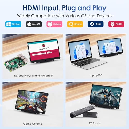 Image of HAMTYSAN 7Inch Raspberry Pi Screen HDMI Monitor 800x480 LCD Screen Display with Dual-Speaker for Raspberry Pi 4 /3 /2 /Zero /B /B+ Win11 /10 /8 /7 (Non-Touch)