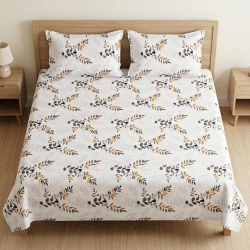 Image of Mafatlal 186 TC Metro Cotton Double Bed Bedsheet | 90x100 Inch|Soft, Breathable & Lightweight | Includes 2 Pillow Covers| Cool Grey 1