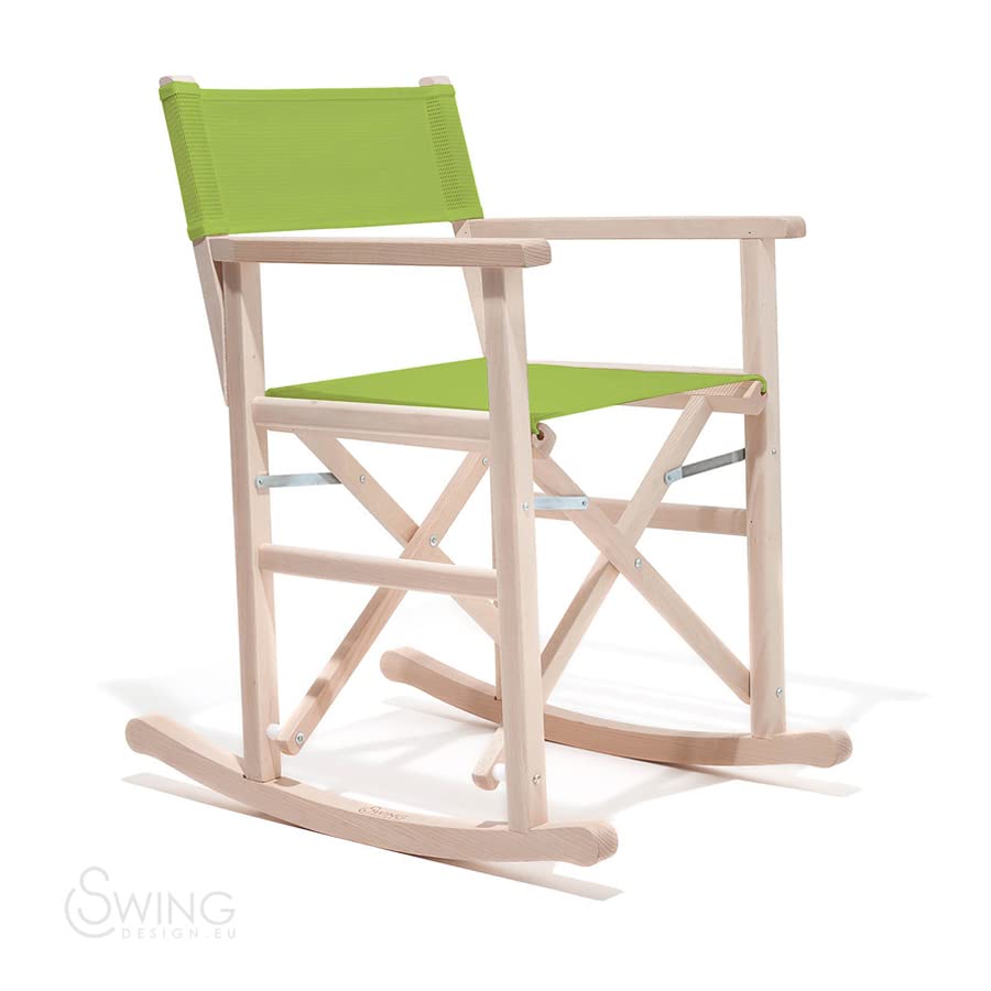 ZStyle Silla mecedora directora con apoyabrazos madera diseño swing jardín exterior director (verde lima)
