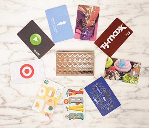 Wood Business Card Holder, Business Card Case, Metal Business Card Case, Id Holder, Rfid Wallet For Men And Women - Geometric Floral/Asanoha Pattern | Gold And Grain Detroit | #TOP4