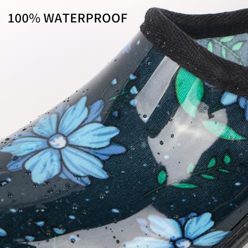 Flat Garden Shoes for Women Waterproof Slip-On Womens Rubber Rain Shoes Gardening Clogs with Comfort Insole2