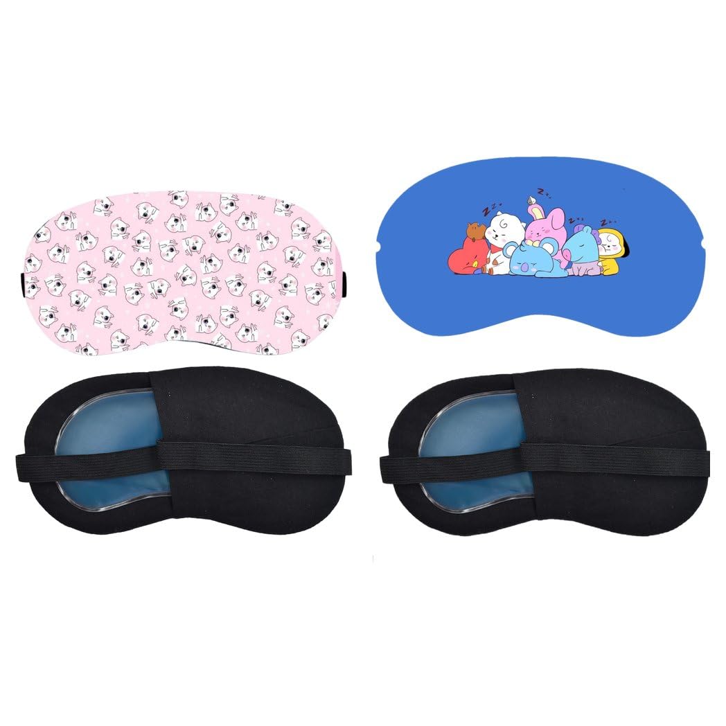 Aoxeria Pink Mini Unicorn Pattern, Kawaii Friends Sleeping Mask Combo, Soft Comfortable Light-Blocking Eye Cover for Women, Men & Kids, Reusable Blindfold for Night Sleep, Nap, Travel (Pack of 2)-image-34